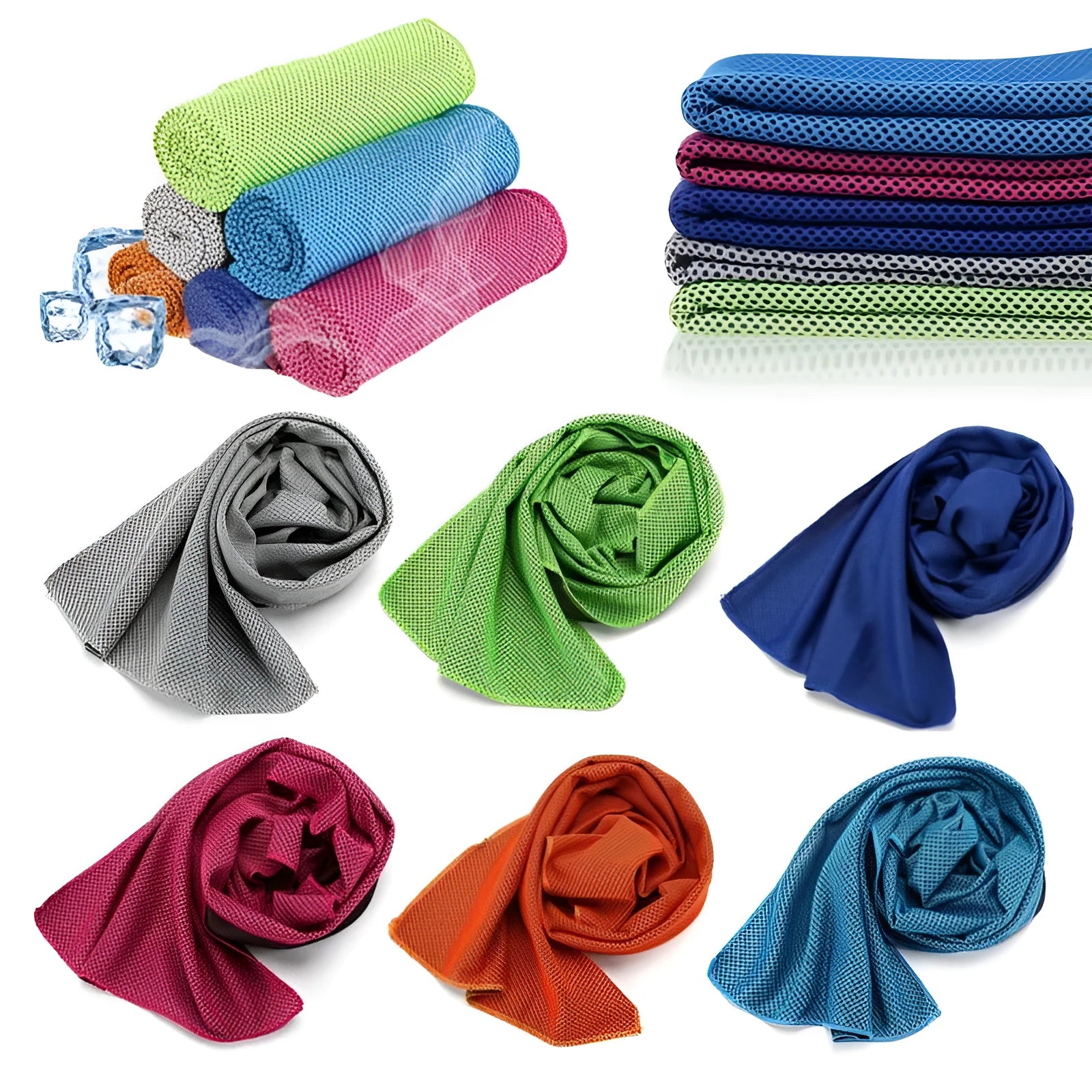 Sports cooling towel in microfiber mesh, 30x90 cm, available in blue, gray, green, purple, red