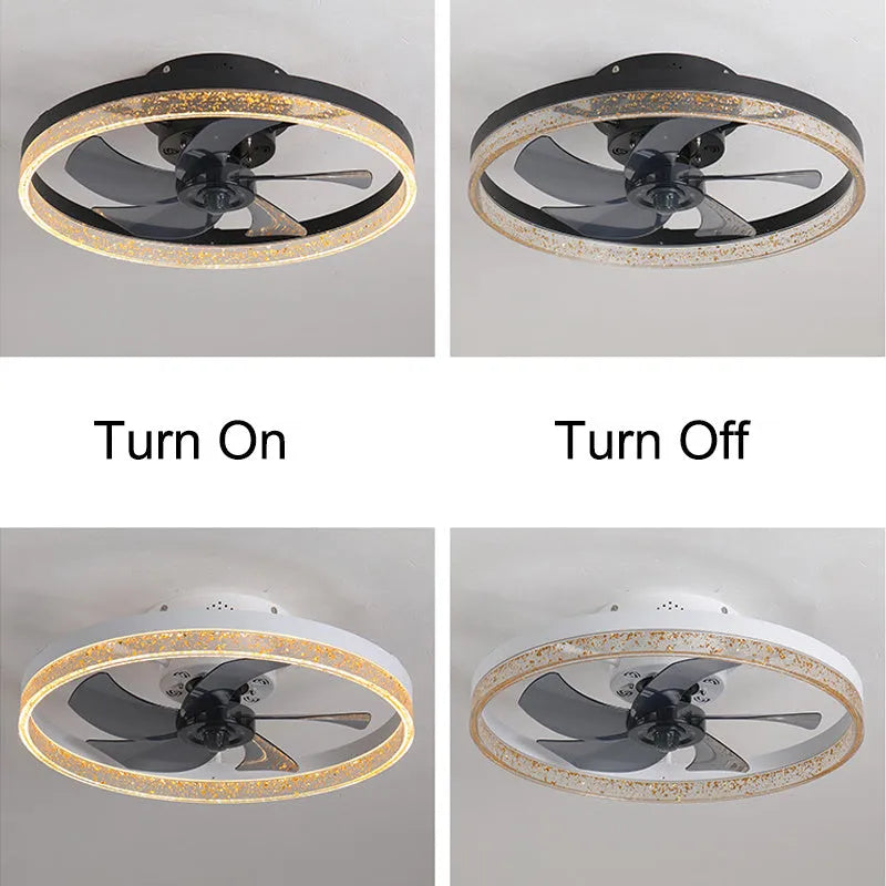 Nordic style ceiling fan lamp with LED lighting and 50cm blades in multiple colour options