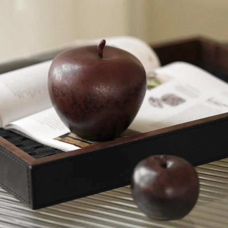 Retro Chinese ceramic apple ornament for desktop decoration in large or small size