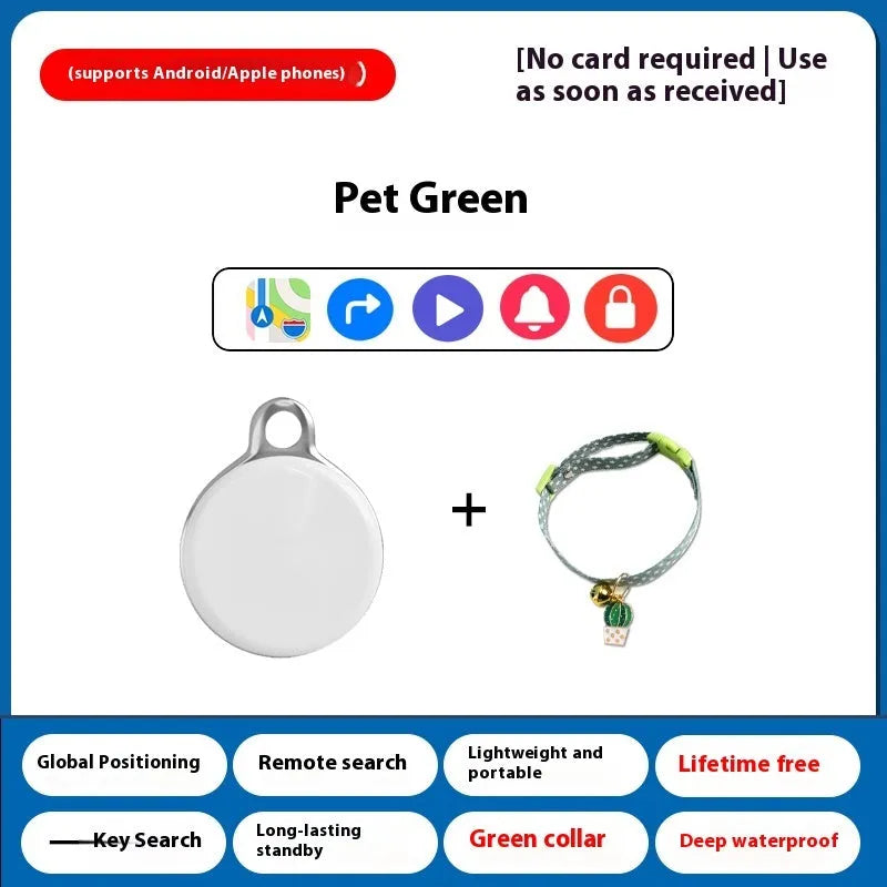 GPS pet tracker device attached to a dog collar showing blue colour option