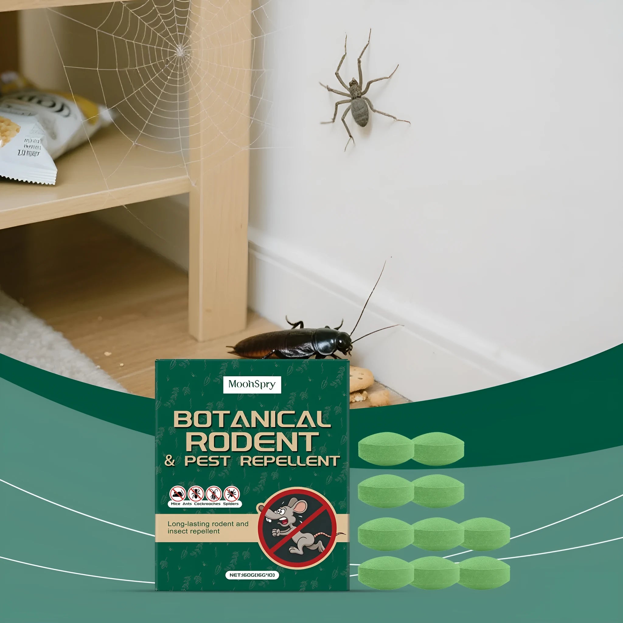 Animal repellent pills and mesh bags for warehouse household pest control