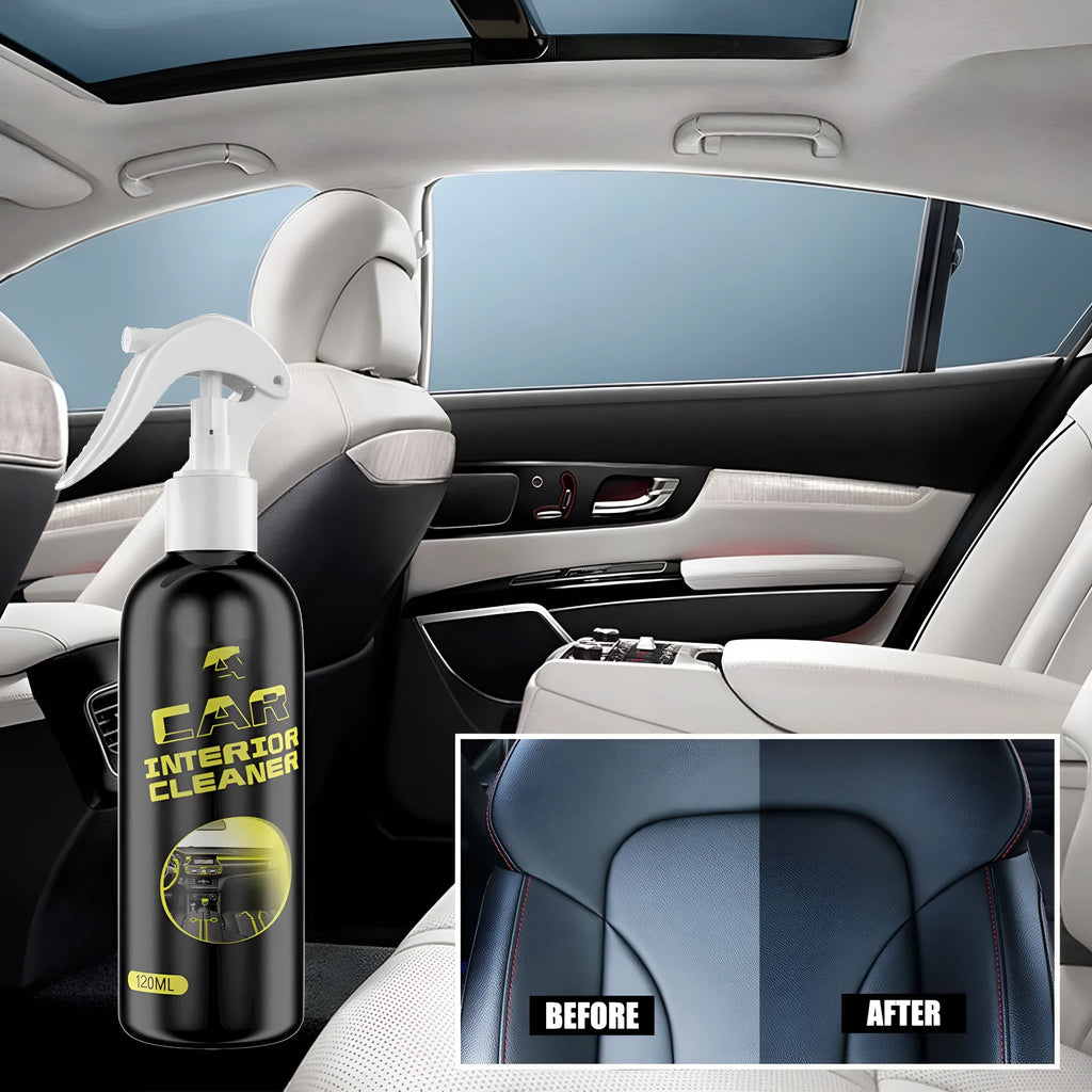 120ml bottle of car interior cleaner and maintenance agent for leather and plastic surfaces.