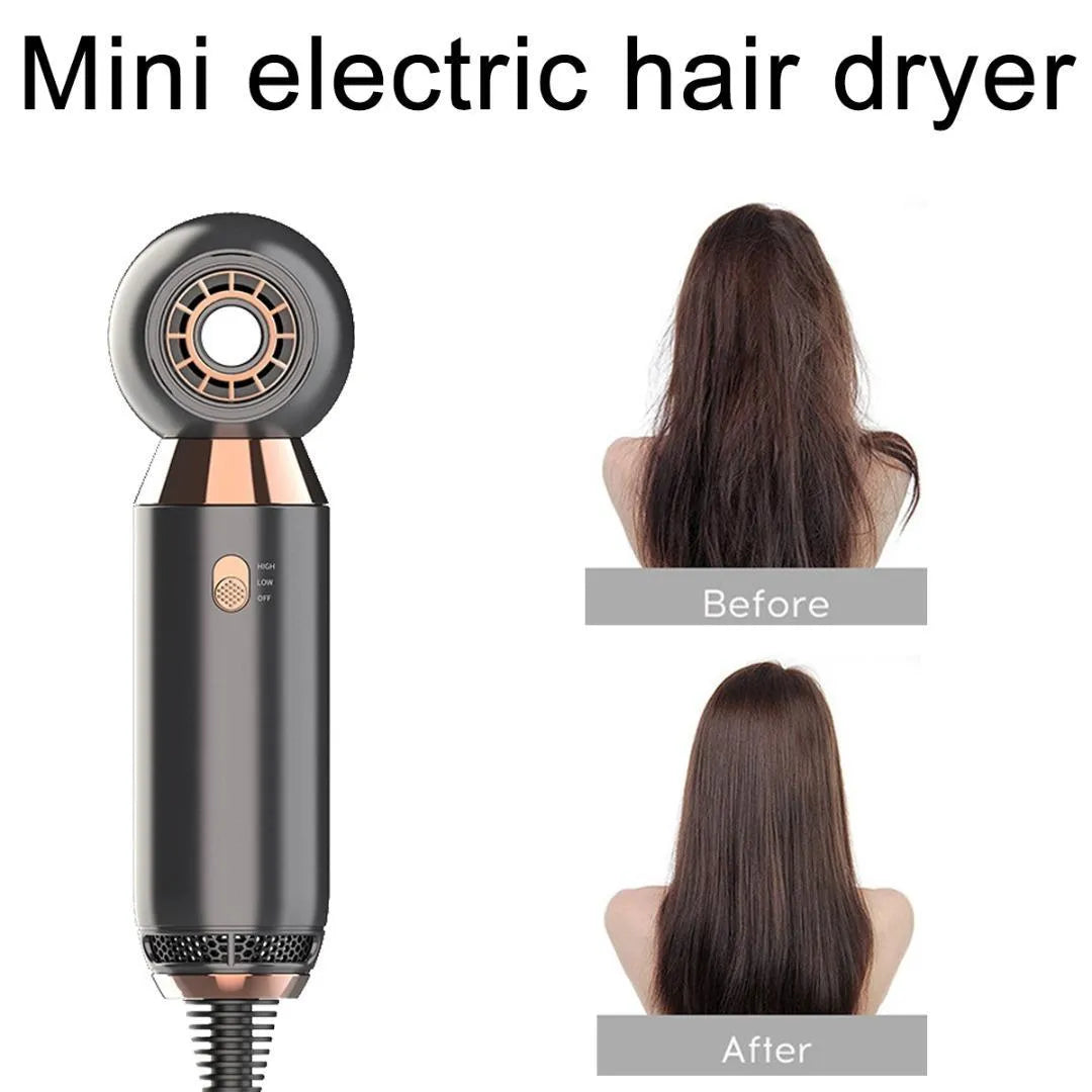 Leafless 800W ionic hair dryer with diffuser attachment, compact 20cm design