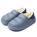 Waterproof EVA couple slippers in multiple colours with a non-slip sole and plush lining for winter.