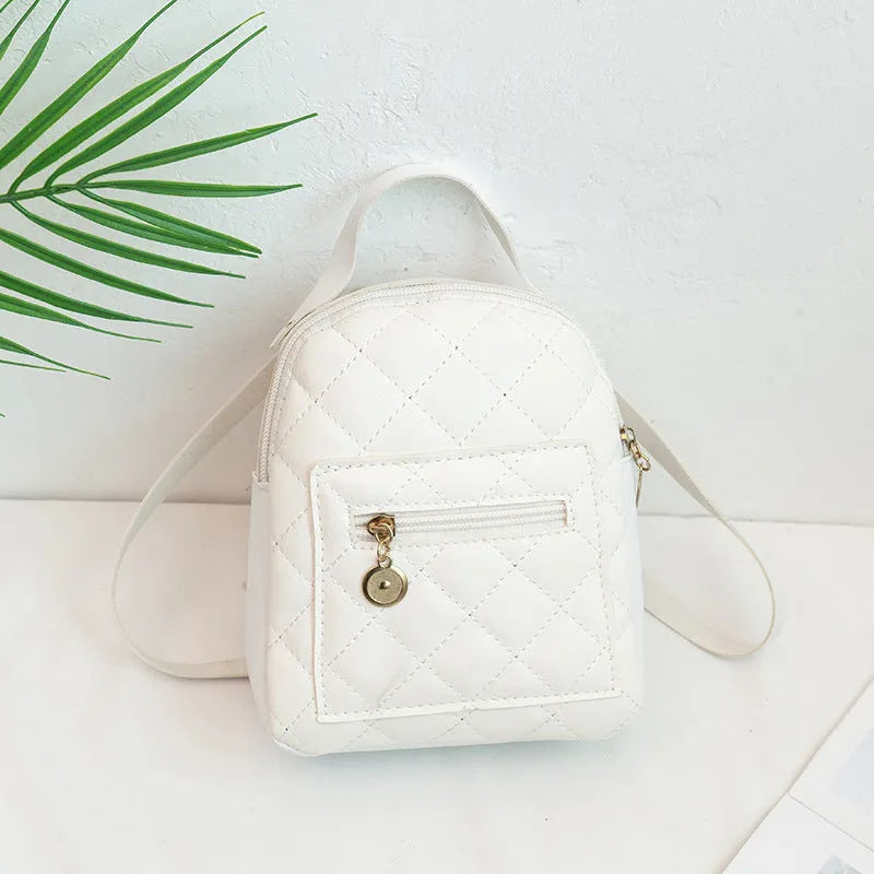 Girls' Korean style embroidered backpack in PU leather with hard-sided construction