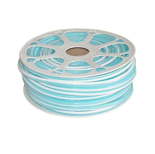 Split silicone neon light band roll showing flexible 8mm width and nine colour options
