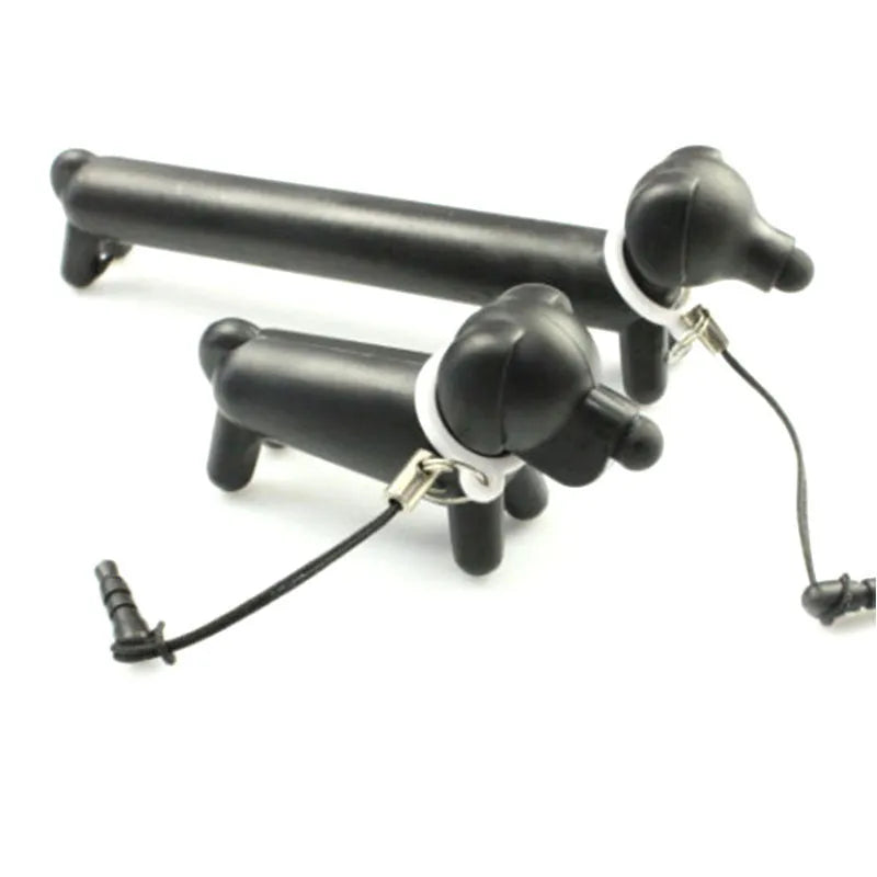 Black dog-shaped touch screen stylus pen with adjustable length and phone stand function