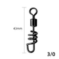 Stainless steel fishing swivel connector with 8-shaped ring in multiple colour-coded sizes