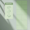 Blue folded TPE gymnastic mat showing its 6-fold portable design next to a measuring tape.