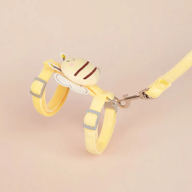 Bee-shaped adjustable cat leash in polyester material with multiple colour options