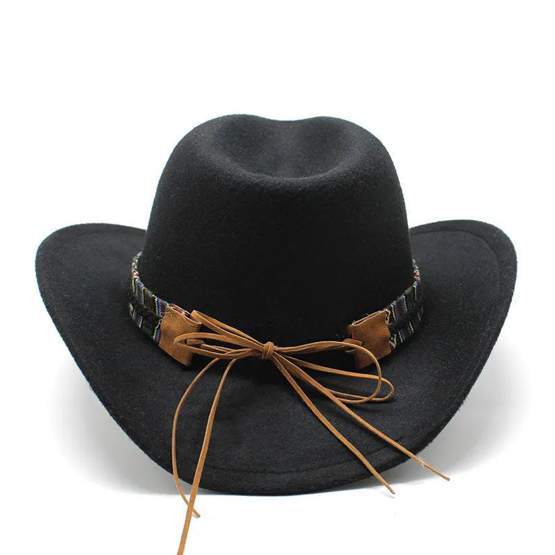Western cowboy hat with bell crown style in polyester fabric, M size 56-58cm