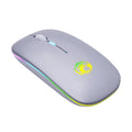Dual-mode wireless silent mouse with luminous charging indicator in black or white colour options
