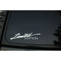 Reflective English plastic bumper sticker in black, white, or colourful, measuring 16cm long.