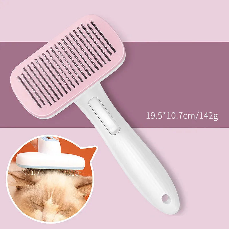 Automatic pet grooming comb with one-click hair removal in four colour options for cats and dogs