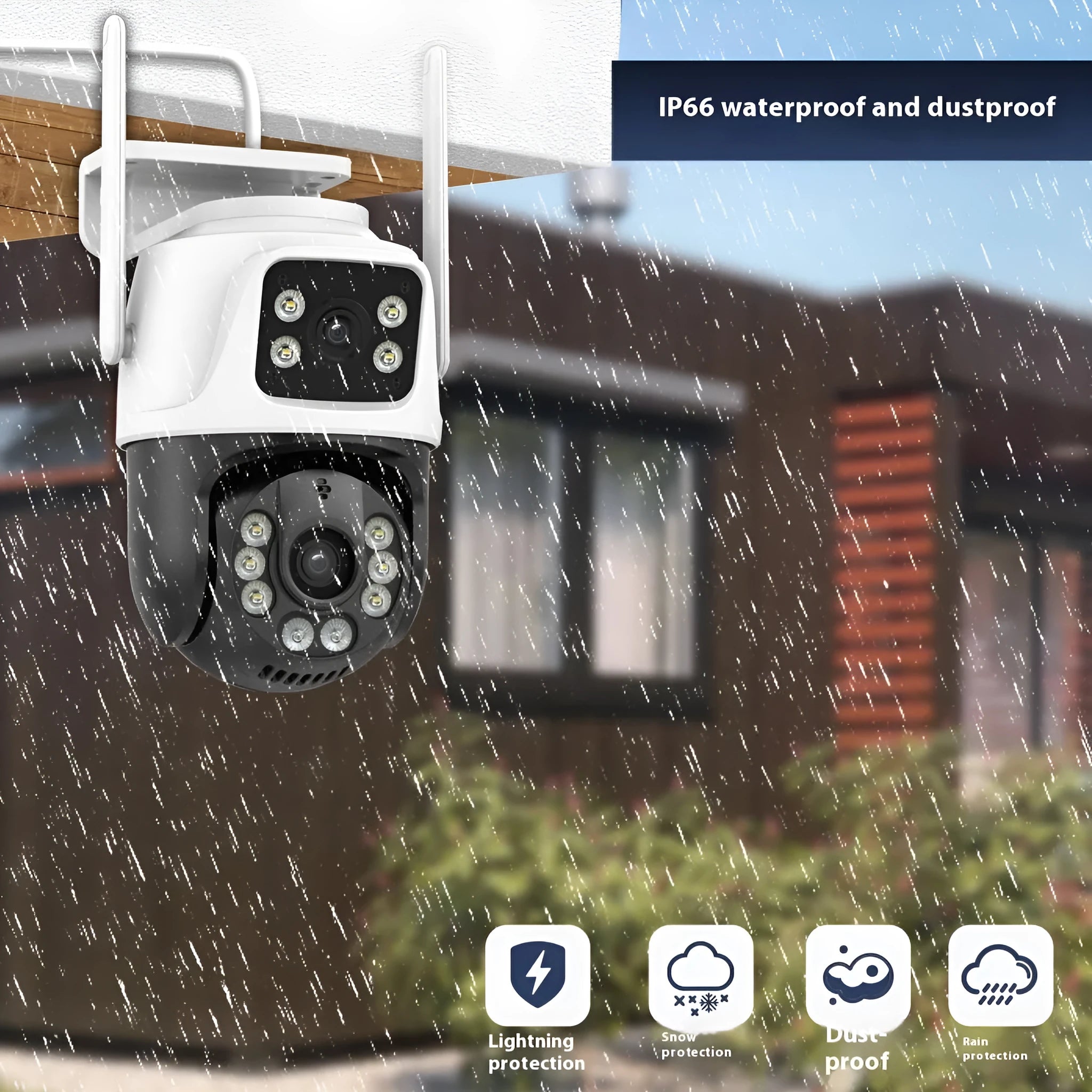 Wireless dual screen outdoor surveillance camera system with 3MP HD resolution