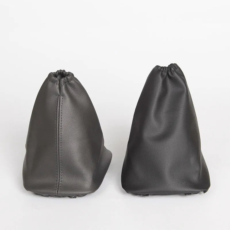 Black leather car shift lever dust cover showing 15.2cm dimensions for Corolla gear selector protection