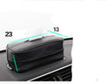 Black PU leather hanging storage bag with zip for car and home organisation