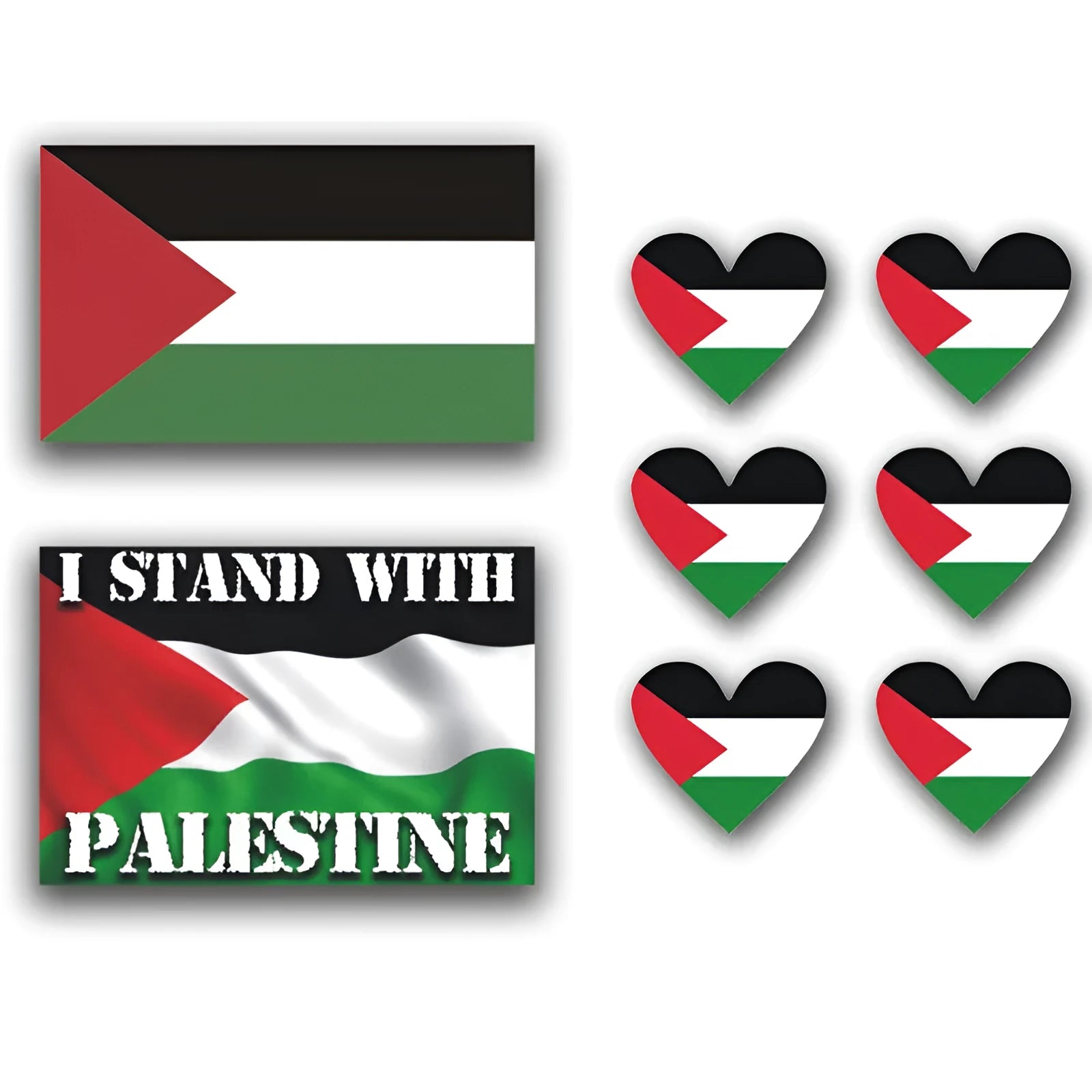 Palestinian flag car decal sticker made from durable PET material for vehicle exterior.