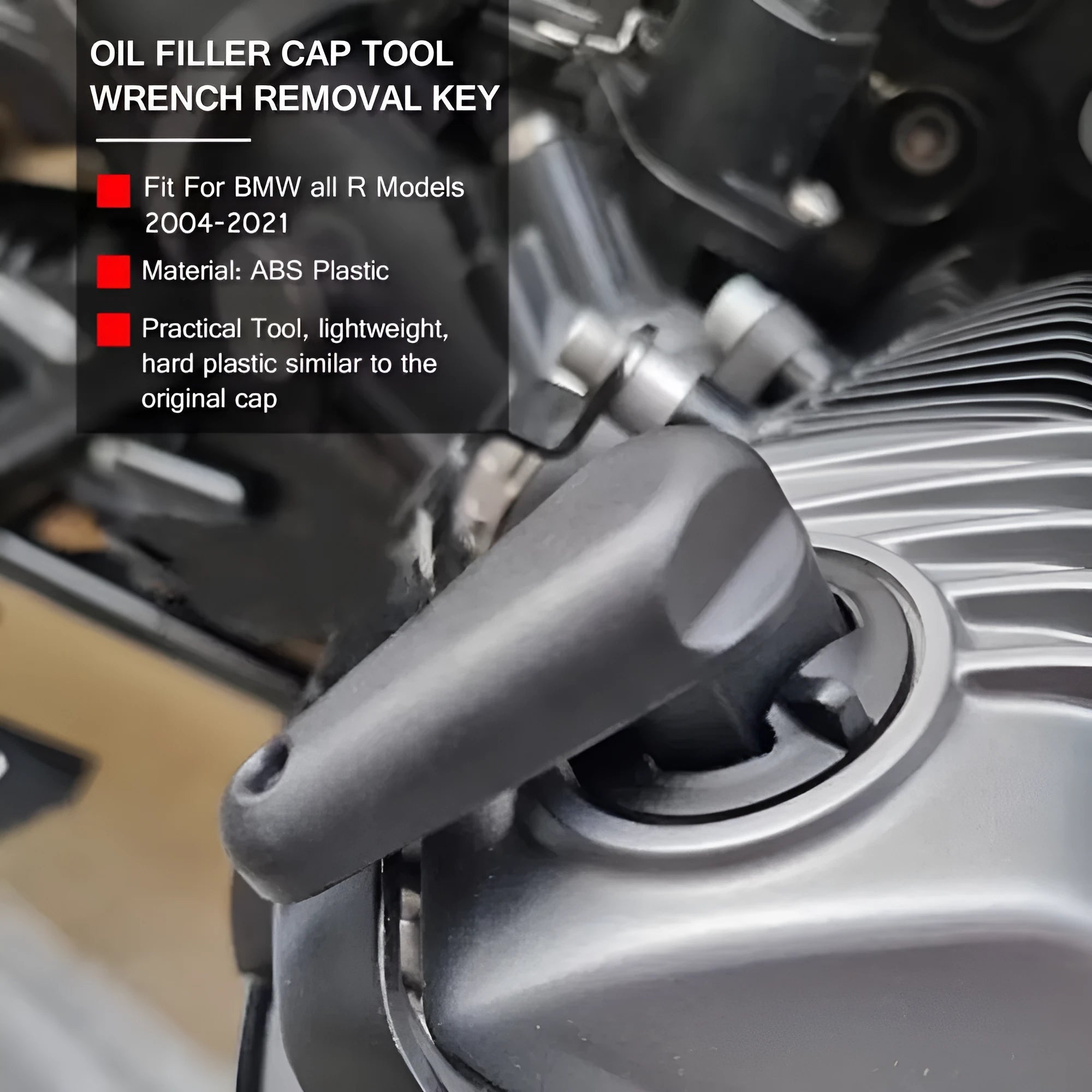 Black nylon quick release wrench for BMW R series motorcycle engine oil caps
