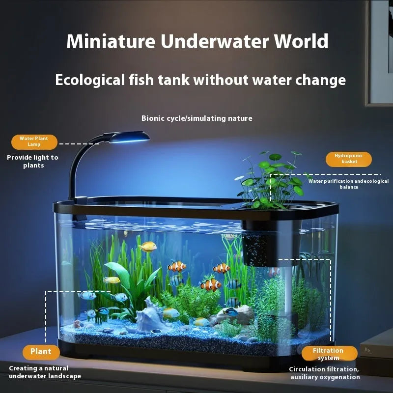 Desktop ecological landscape filter oxygen-making integrated fish tank in luxury white colour