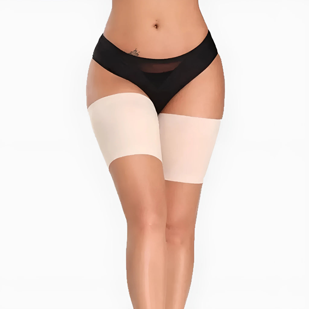 Women's anti-friction silicone thigh strap in black nylon for running and fitness equipment use