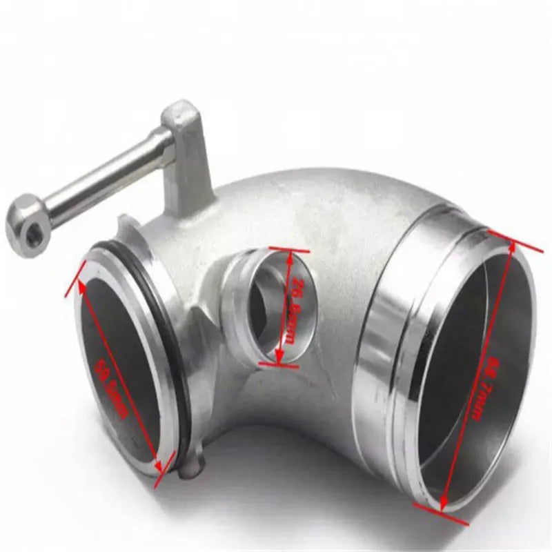 Aluminium alloy 90-degree turbine pipe elbow for automotive lateral engine turbo systems