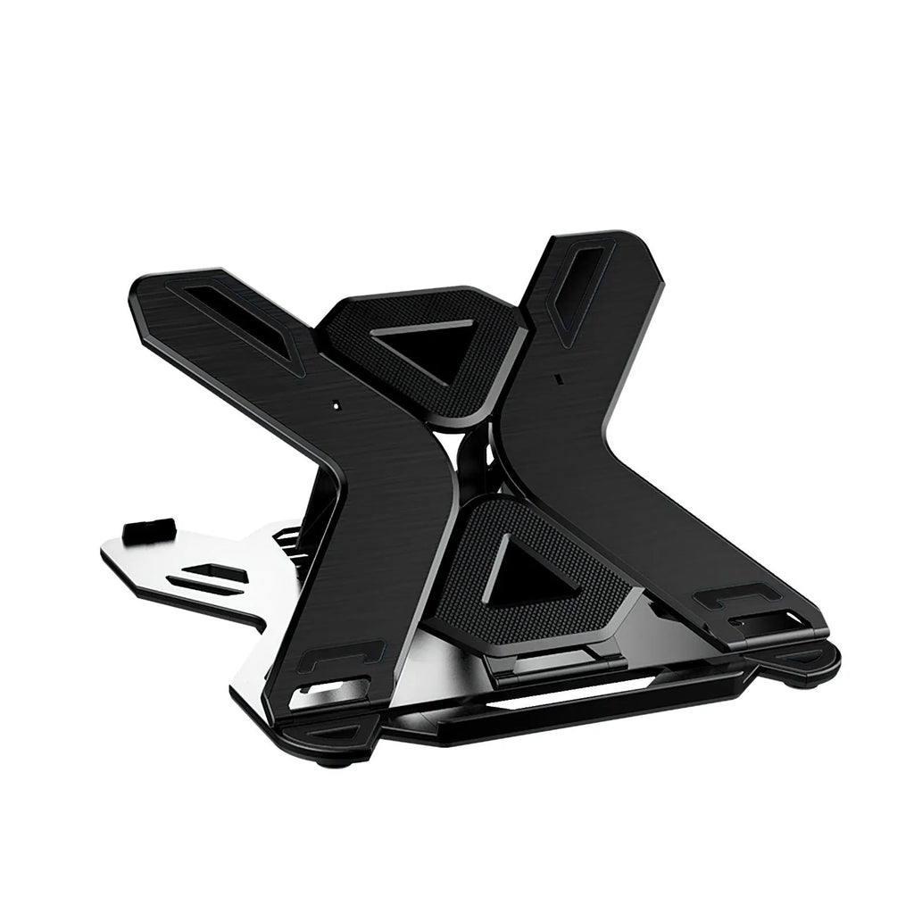 Black ABS plastic laptop bracket stand showing 22mm clearance height and 300mm width