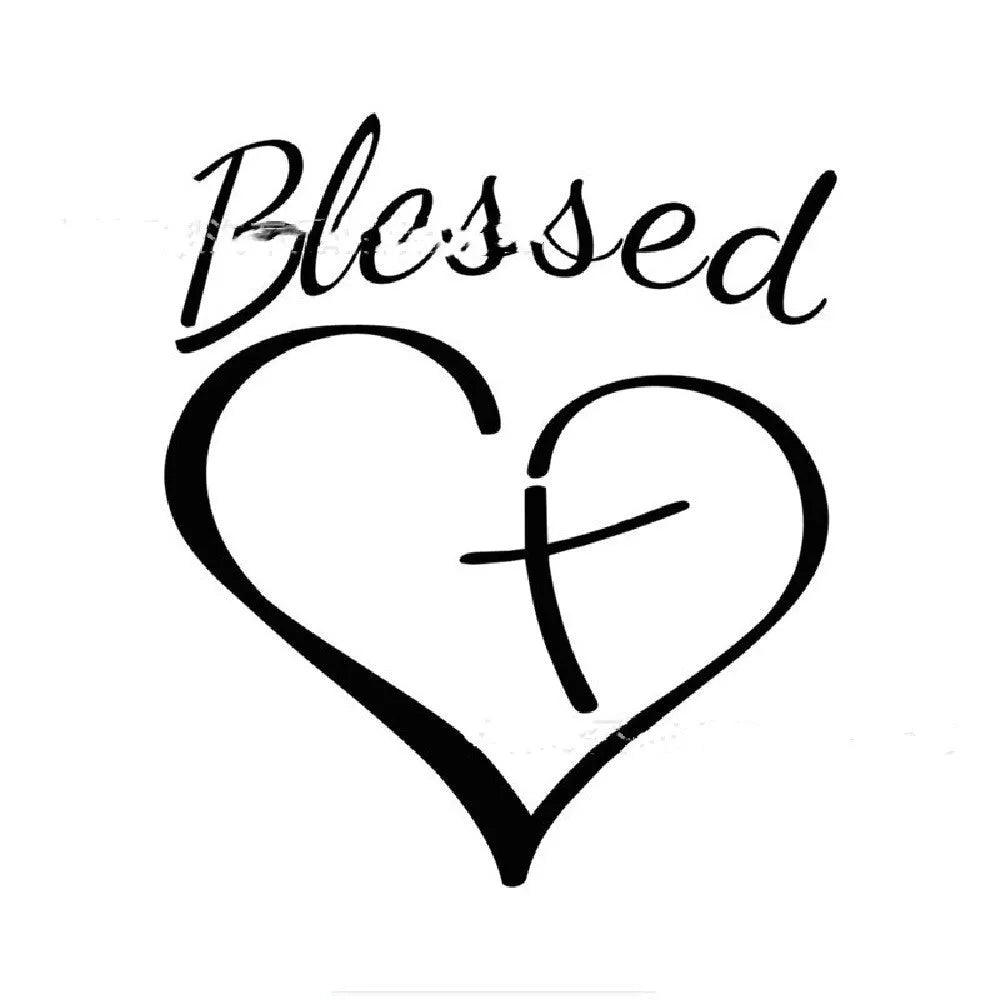 Faith Hope Love heart-shaped wall sticker in black, white or red colour options