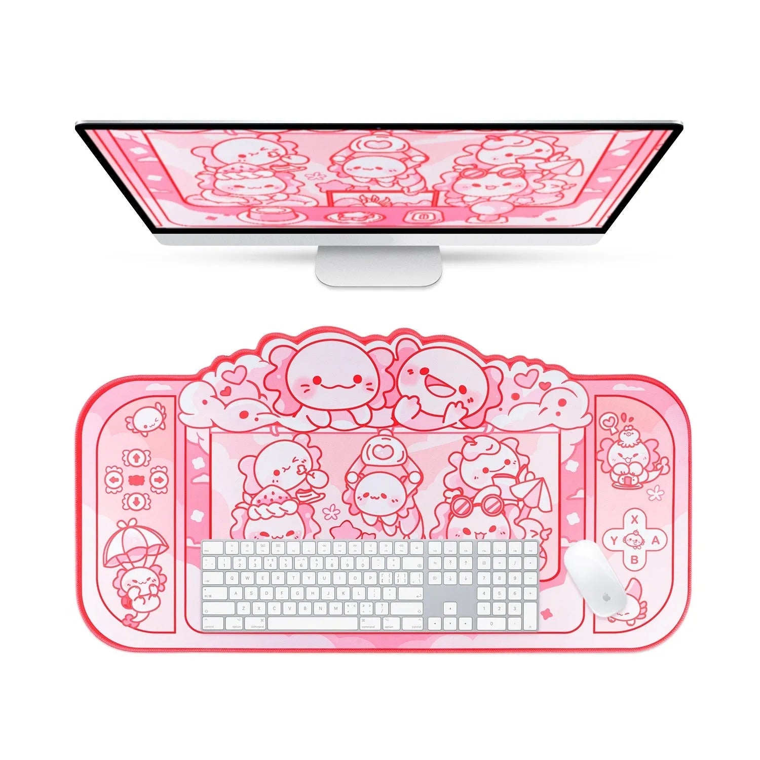 Hexagonal dragon crane machine patterned large gaming mouse pad measuring 75 by 40cm