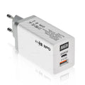 Gallium Nitride GaN 65W laptop charger in black with USB PD port and compact dimensions