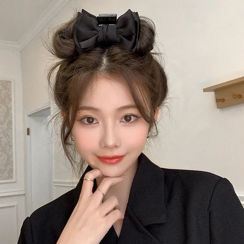 XL cloth bow hair claw clip in plain colour – Japanese Korean fresh sweet style