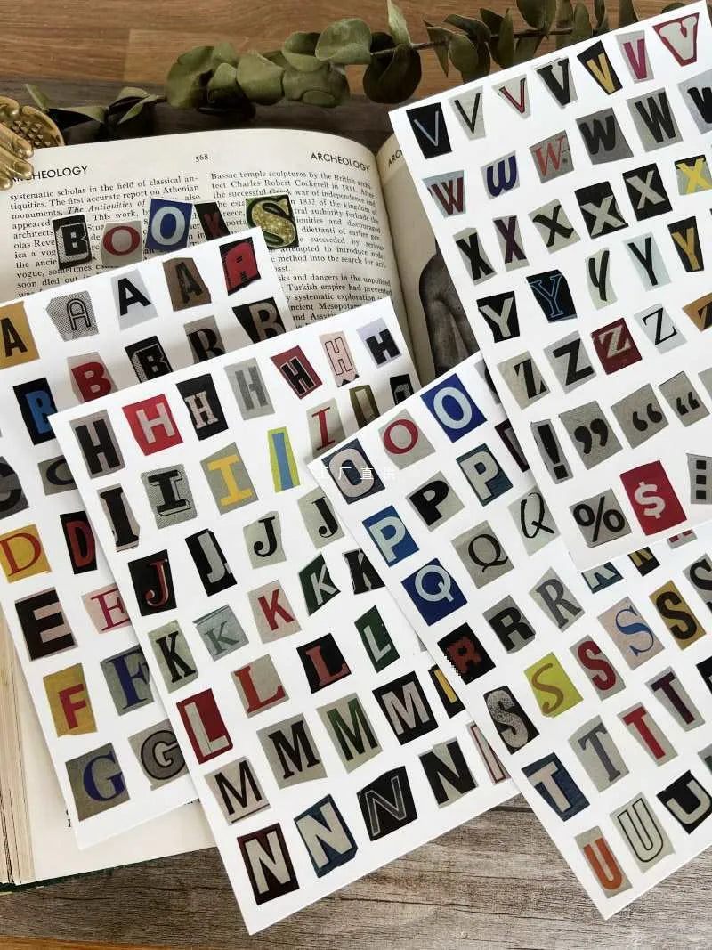 English letters and numbers symbol label sticker sheets with colour printing showing alphabet sets and weekly words