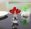 K9 crystal glass decorative rose ornament with geometric Chinese style design in multiple colour options