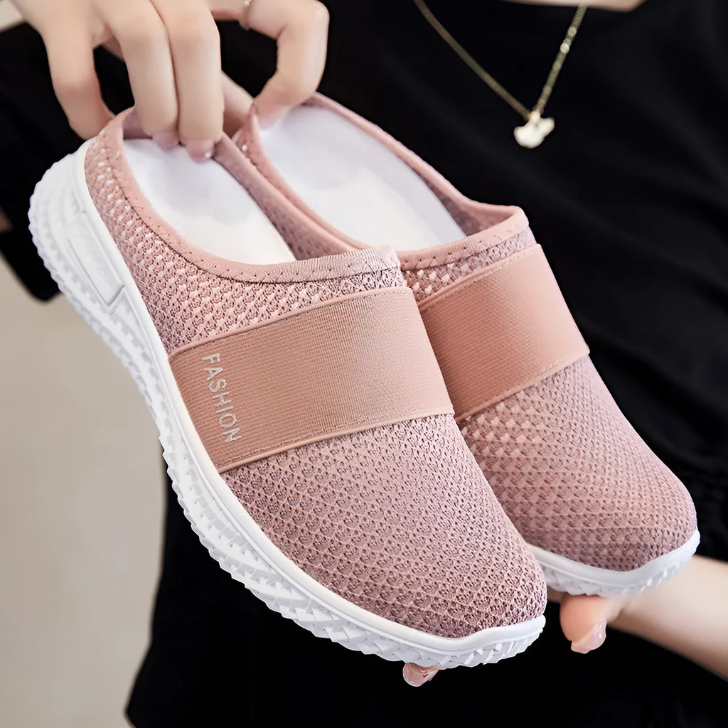 Women's casual shoes with breathable mesh upper and hollow out decorative elements