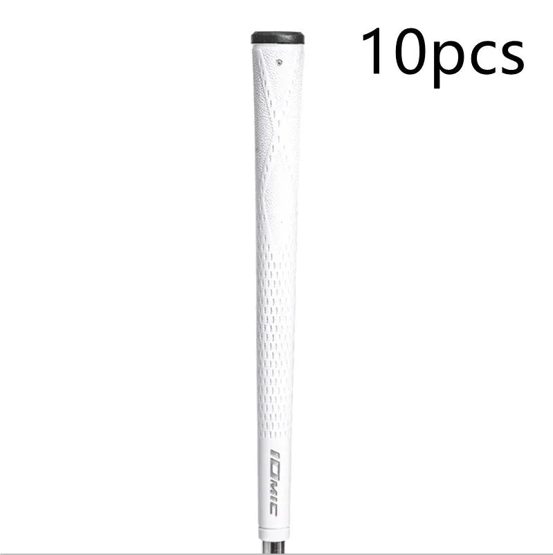 TPE material golf club grip shown in multiple colour options including pink, red, blue, white, and black.