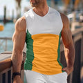 Men's blue cotton blend sports vest for running and summer fitness.