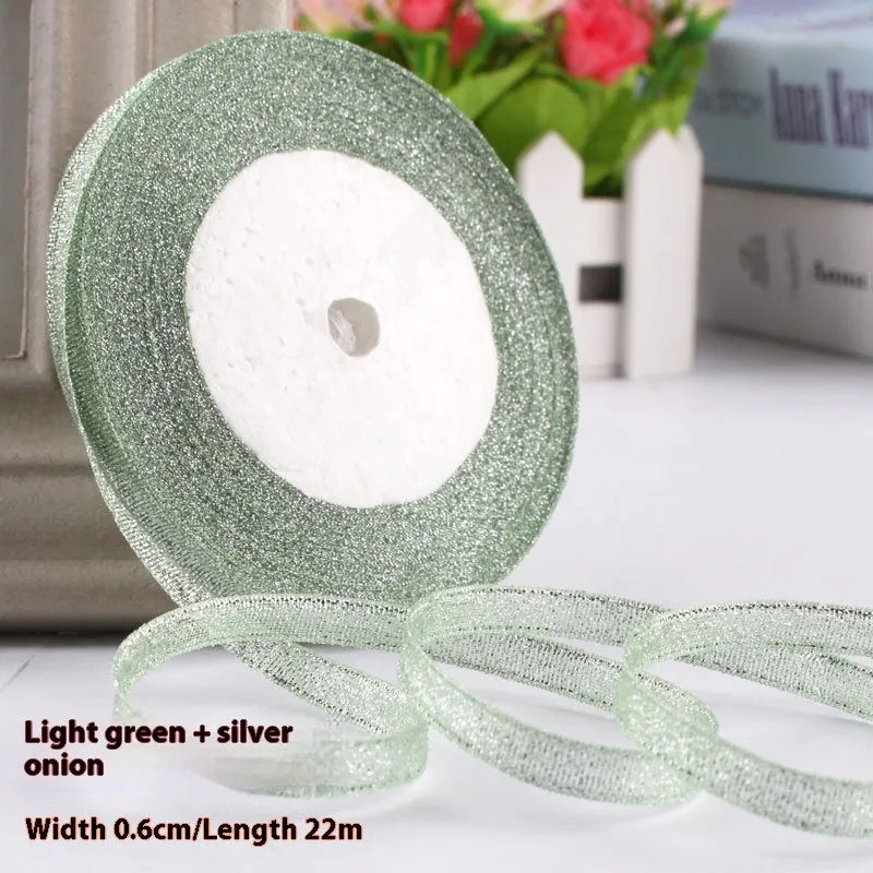 Roll of narrow 0.6cm wide polyester decorative ribbon in multiple colour options including metallic finishes