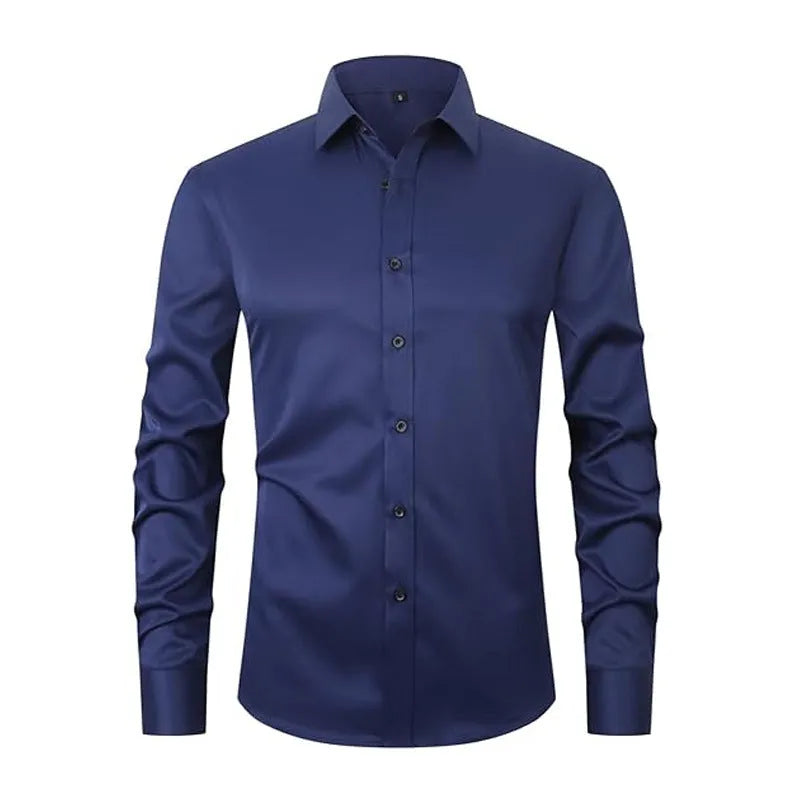 Men's stretch long sleeve work shirt in polyester shown in a choice of colours
