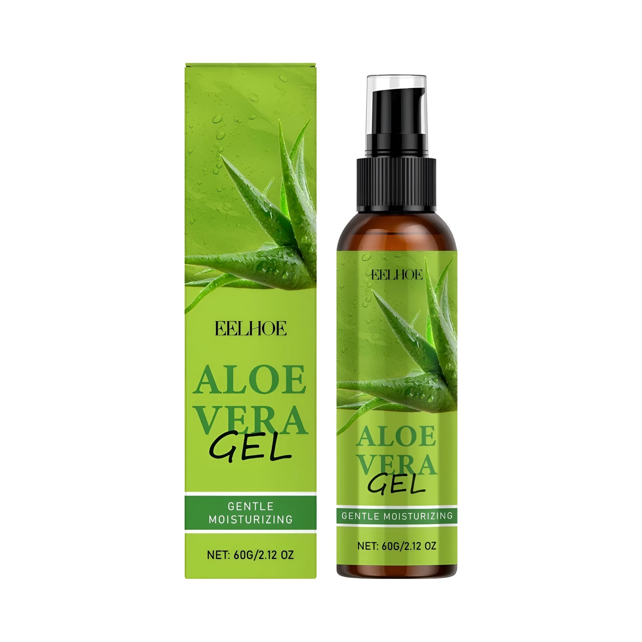 60g aloe vera gel container with clear skincare gel visible