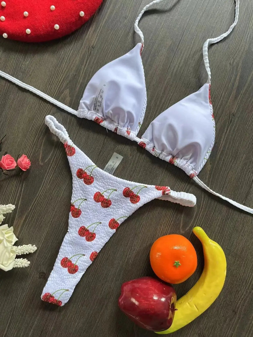 Women's printed bikini swimsuit in quick-drying nylon with cotton lining, briefs style for swimming sports