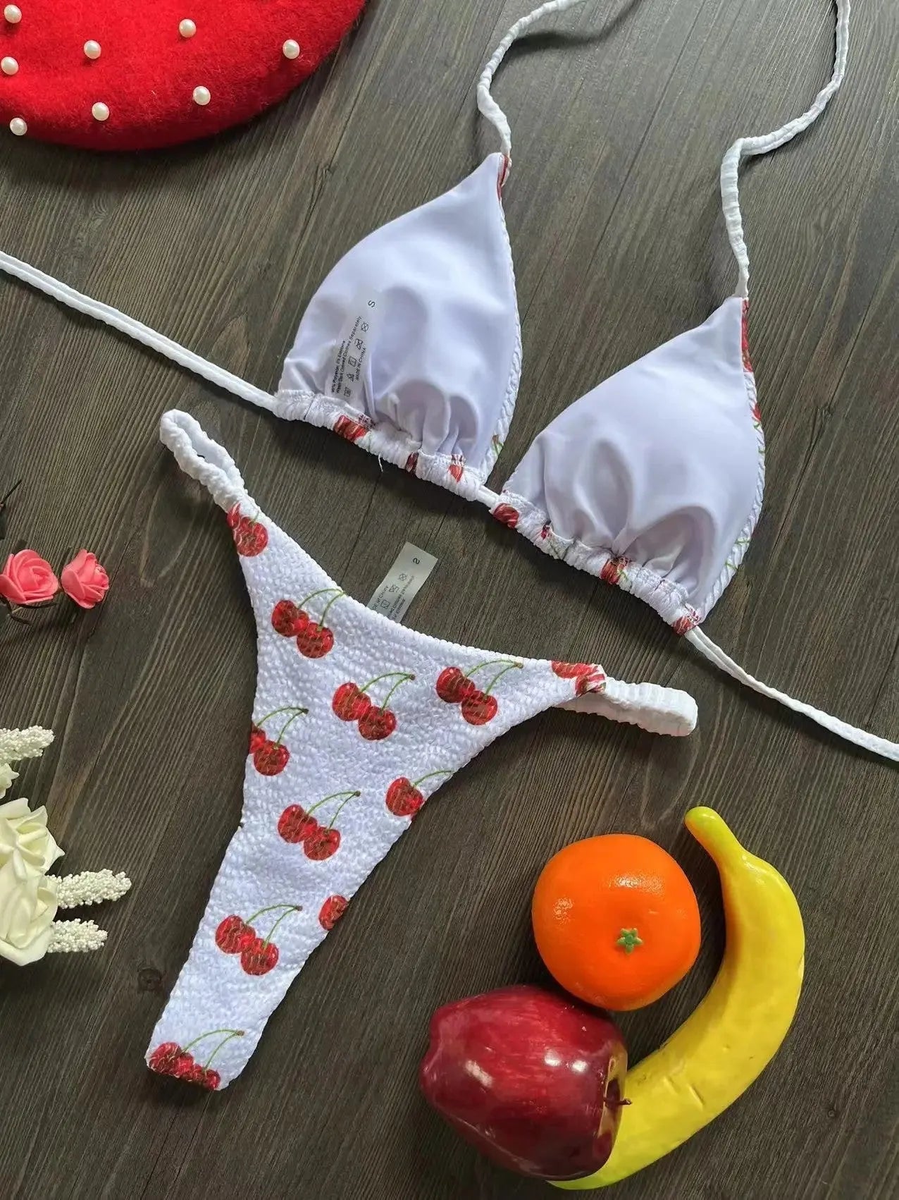 Women's printed bikini swimsuit in quick-drying nylon with cotton lining, briefs style for swimming sports
