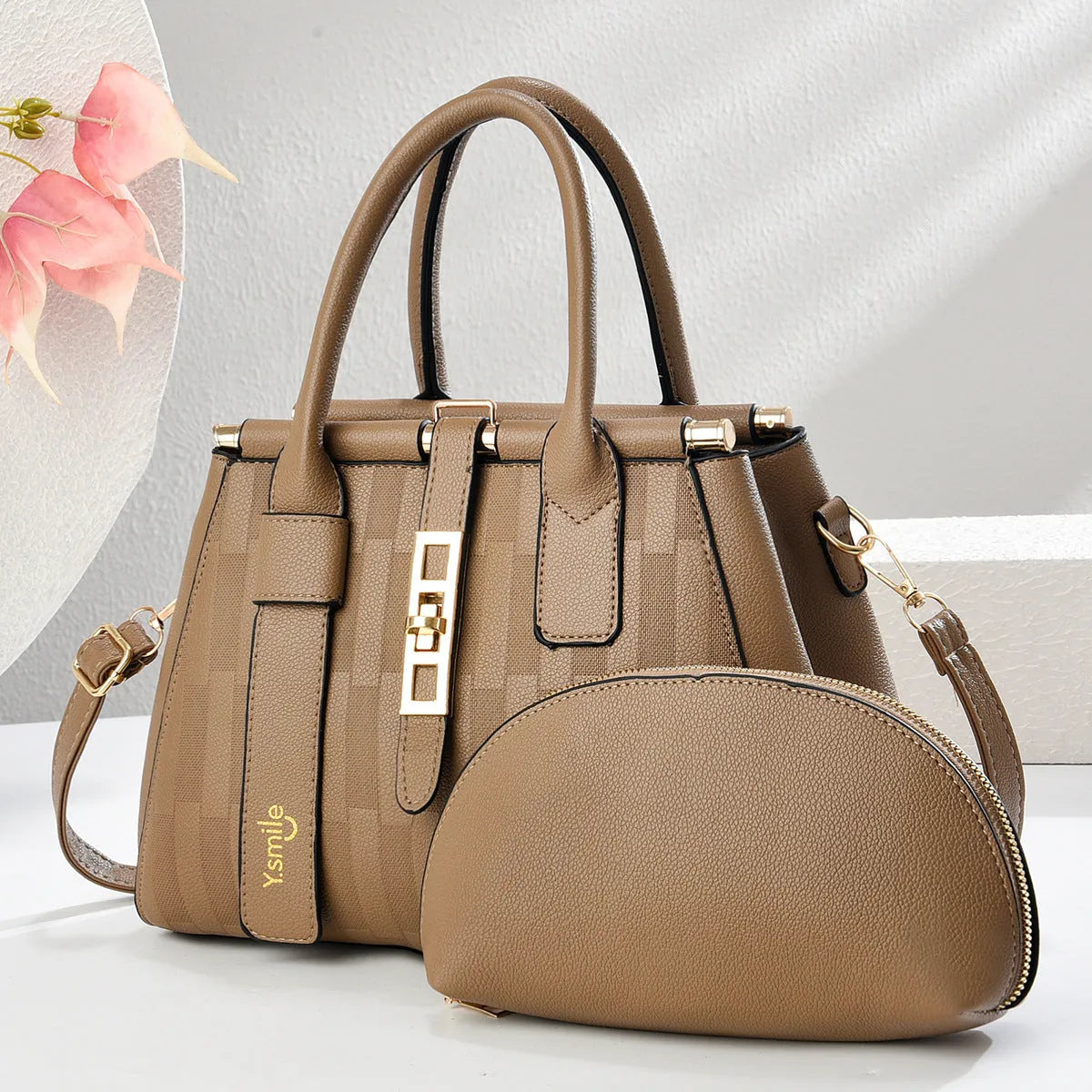 PU leather crossbody handbag with round suitcase shape in multiple colour options