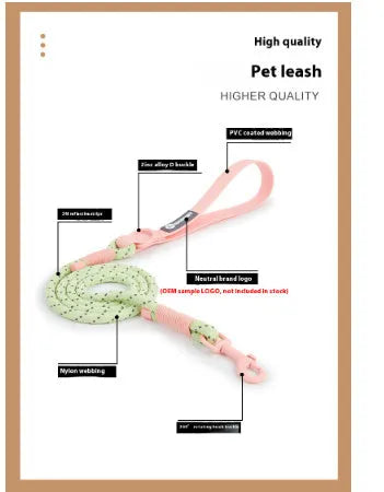 Solid colour PVC dog leash hand holding rope in dark red purple yellow and taoyao green options