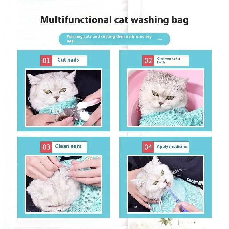 Upgraded fifth generation cat grooming bag in grey white colour with detachable design