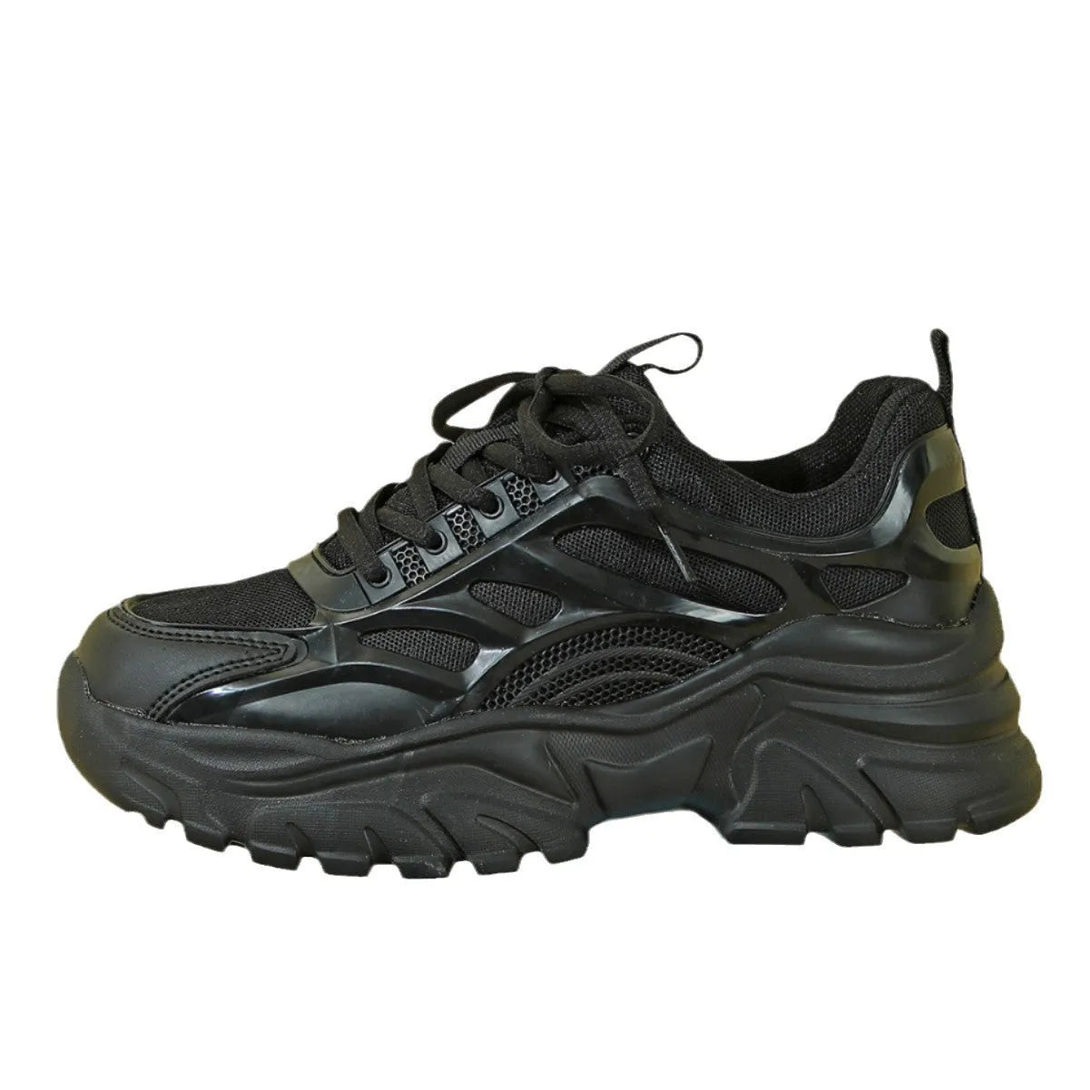 Thick bottom height increasing breathable leisure sneaker in 9229 white with PU mesh upper and MD sole