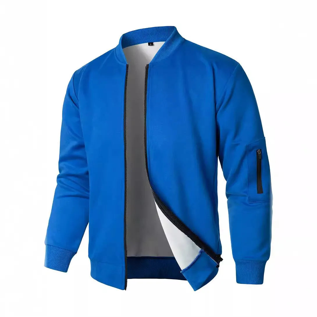 Men's loose fit cotton knitted jacket in business casual style available in black blue grey
