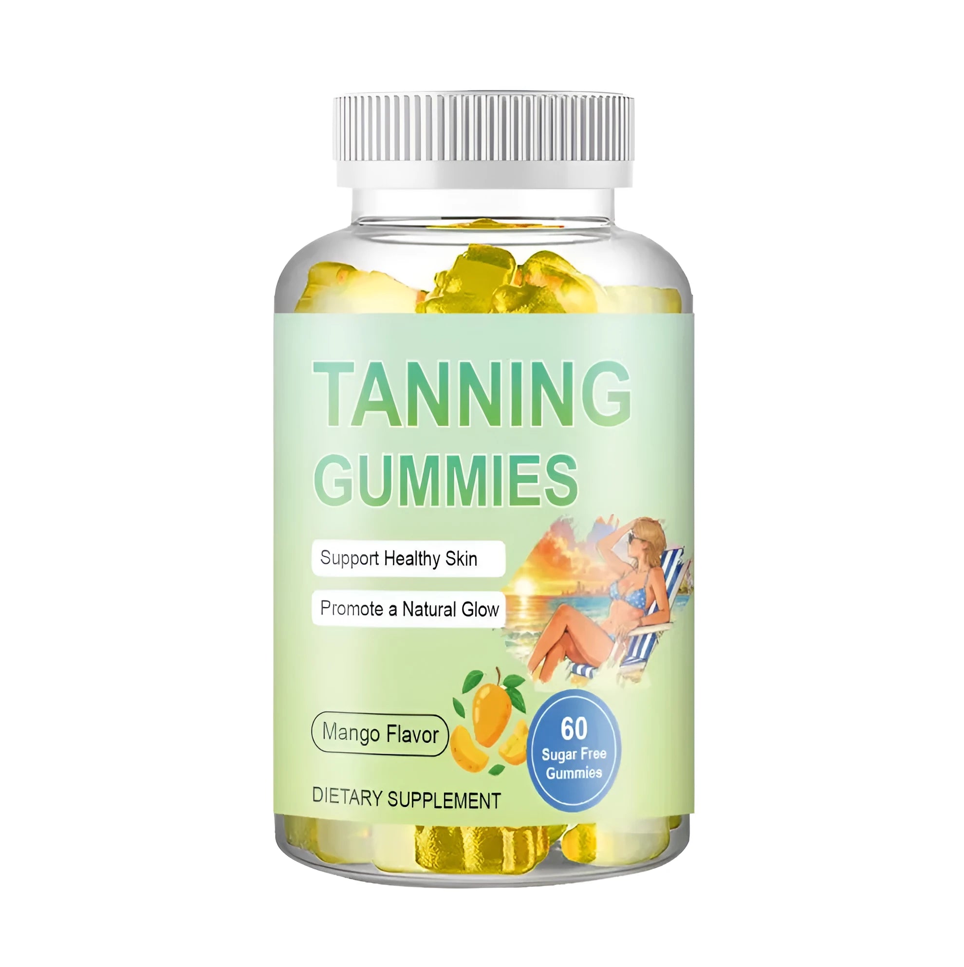 60 pieces of tanning gummy candies with TUDCA supplement in packaging