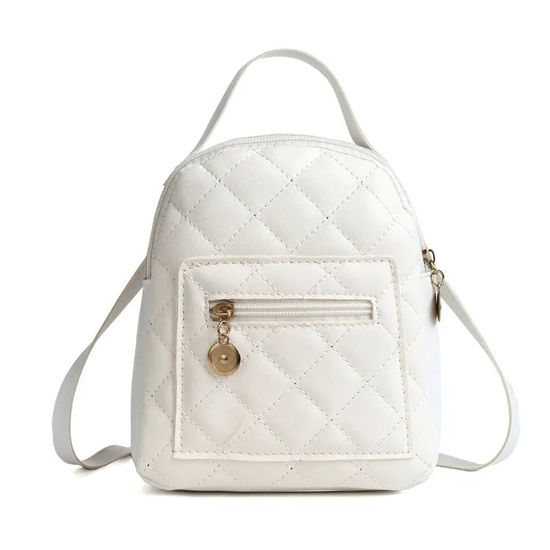 Girls' Korean style embroidered backpack in PU leather with hard-sided construction