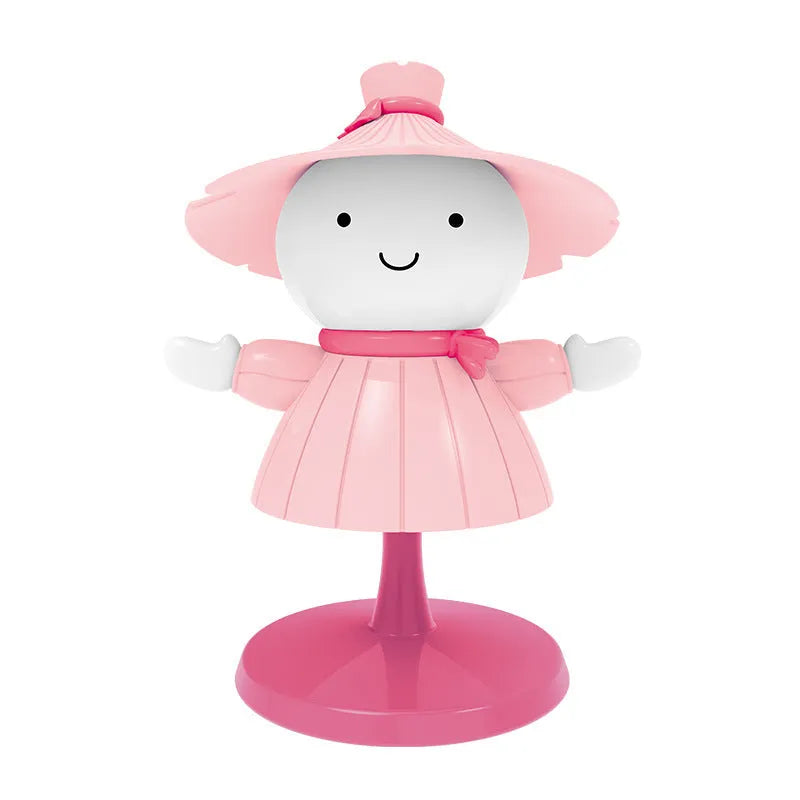 Brown scarecrow cartoon small night lamp on bedside table with USB cable