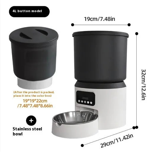 4L smart pet feeder with WiFi connectivity and stainless steel bowl for automatic feeding